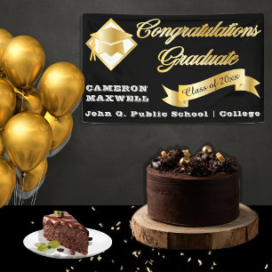 Black Gold Class Year Congratulations Graduate Banner