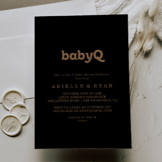 Black Gold Classic BabyQ Baby Shower Barbecue Invitation