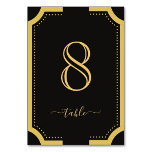 Black & gold Classic Elegant Copper Wedding 8 Table Number