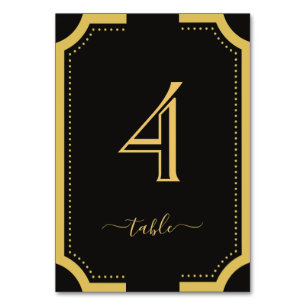 Black & gold Classic Elegant Copper Wedding Table Number
