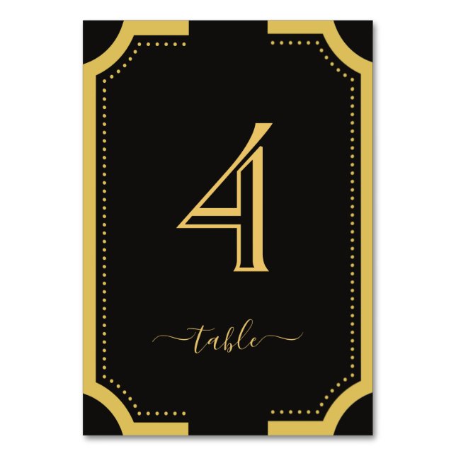 Black & gold Classic Elegant Copper Wedding Table Number (Front)