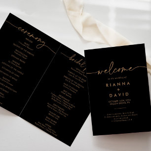 Black Gold Classic Folded Wedding Programme