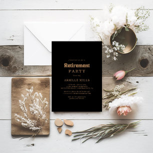 Black Gold Classic Minimal Retirement Party Invitation