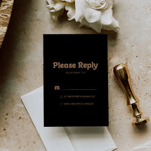 Black Gold Classic Minimal RSVP Card