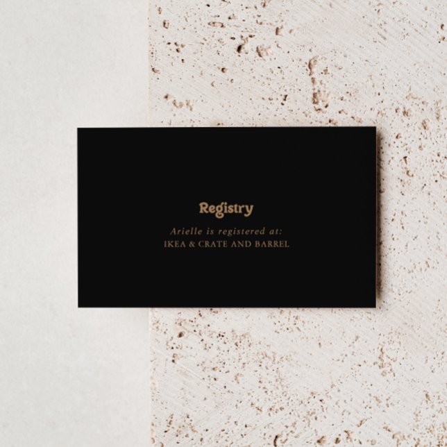 Black Gold Classic Minimal Wedding Gift Registry Enclosure Card (Creator Uploaded)
