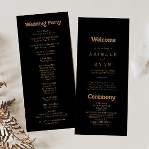 Black Gold Classic Minimal Wedding Program Programme