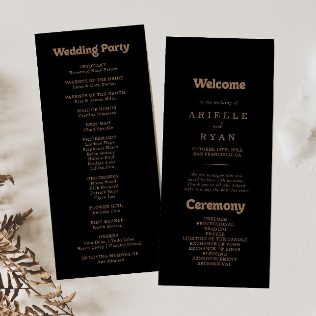 Black Gold Classic Minimal Wedding Program Programme (Creator Uploaded)