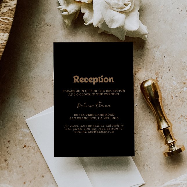 Black Gold Classic Minimal Wedding Reception Enclosure Card (Creator Uploaded)