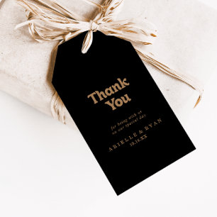 Black Gold Classic Minimal Wedding Thank You Gift Tags