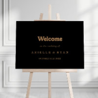 Black Gold Classic Minimal Wedding Welcome Sign