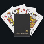 Black Gold Classic Monogram Playing Cards<br><div class="desc">Personalised Monogram and Name Gifts featuring simple personalised monogram initial and name in classic block typography with name below on a black background. Perfect as father's day gifts for dad,  gifts for grandfather,  husband,  groom,  best man,  groomsmen and more.</div>
