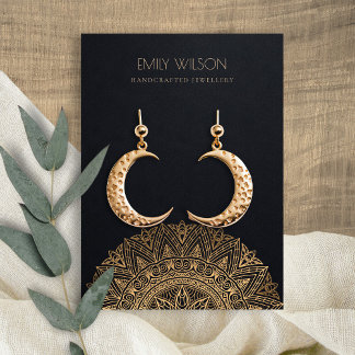 BLACK GOLD CLASSIC ORNATE MANDALA EARRING DISPLAY BUSINESS CARD