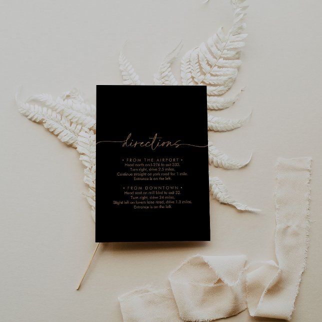 Black Gold Classic Wedding Directions Enclosure Card (Creator Uploaded)