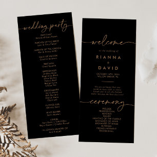 Black Gold Classic Wedding Program Programme