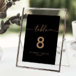 Black Gold Classic Wedding Table Number<br><div class="desc">This black gold classic wedding table number is perfect for a modern wedding. The simple and elegant design features classic and fancy script typography in gold. 

This is a double sided table number. Add each table number you need to your cart individually.</div>