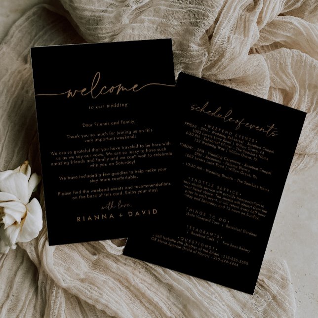Black Gold Classic Wedding Welcome Letter (Creator Uploaded)