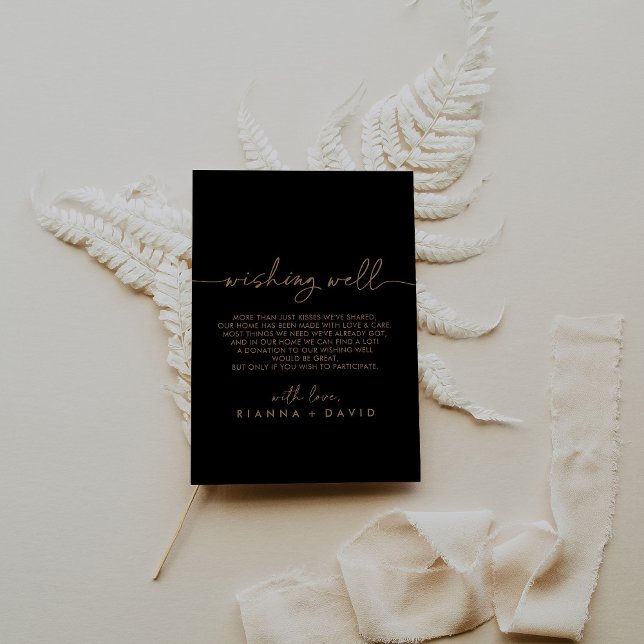 Black Gold Classic Wedding Wishing Well Enclosure Card (Creator Uploaded)