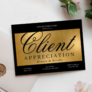 Black & Gold Client Appreciation Business Dinner Invitation