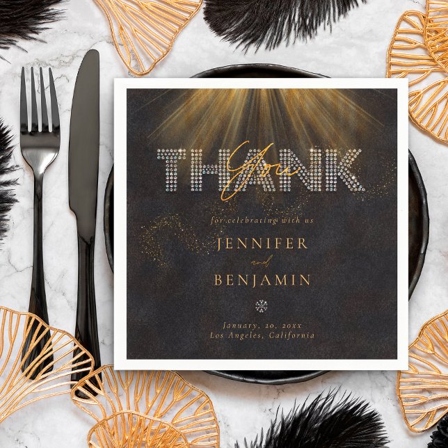 Black Gold Cocktail Napkins Wedding Personalised (Creator Uploaded)