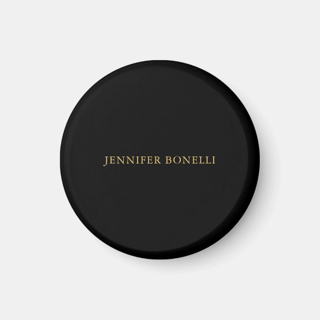 Black Gold Colors Professional Trendy Modern Plain Magnet (Front)