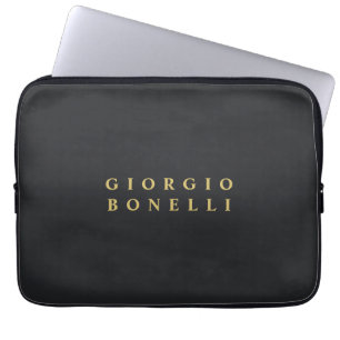 Black & Gold Colour Minimalist Personal Modern Nam Laptop Sleeve