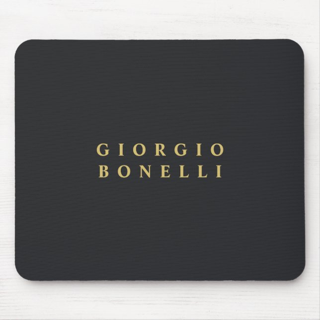 Black & Gold Colour Minimalist Personal Modern Nam Mouse Pad (Front)