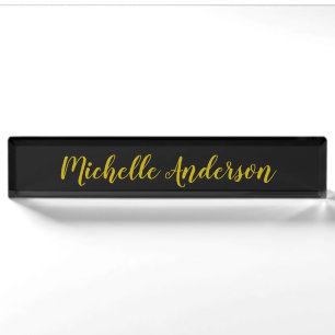 Black & Gold Colour Modern Minimalist Name Nameplate