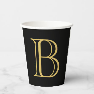 Black Gold Colour Monogram Professional Calligraph Paper Cups