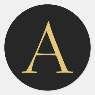 Black Gold Colour Monogram Professional Classic Round Sticker