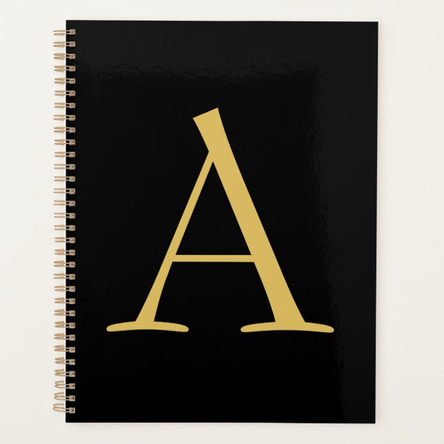 Black Gold Colour Monogram Professional Planner (Front)