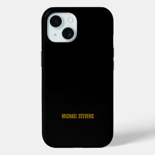 Black Gold Colour Professional Add Name iPhone 15 Case