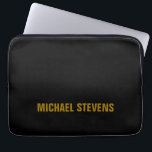 Black Gold Colour Professional Add Name Laptop Sleeve<br><div class="desc">This template is ideal for those who want a stylish,  simple yet striking design.</div>
