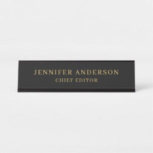 Black & Gold Colour Professional Modern Plain Desk Name Plate