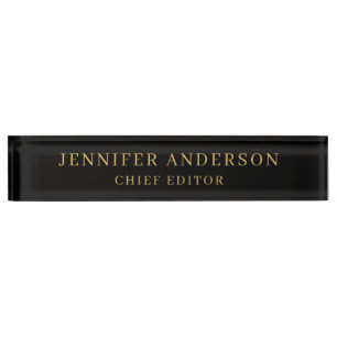 Black & Gold Colour Professional Modern Plain Nameplate