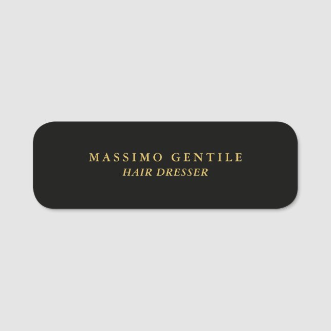 Black Gold Colour Professional Trendy Name Tag (Front)