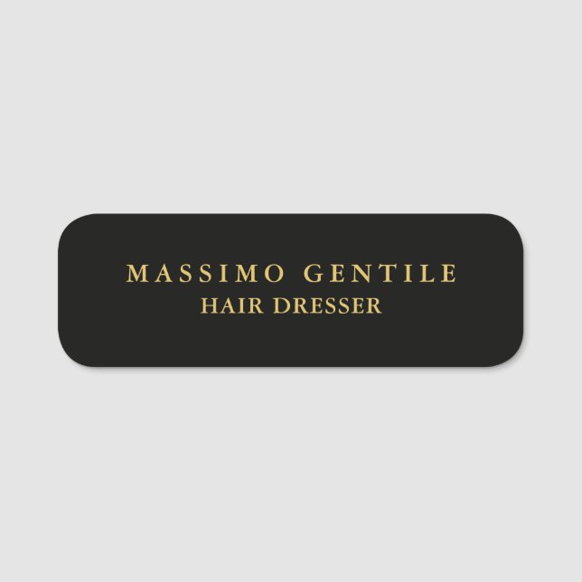 Black Gold Colour Professional Trendy Name Tag (Front)