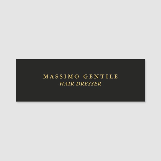 Black Gold Colour Professional Trendy Name Tag (Front)