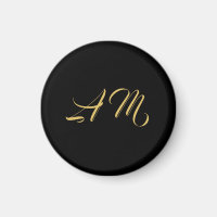 Black Gold Colours Monogram Initial Calligraphy