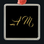 Black Gold Colours Monogram Initial Calligraphy Metal Tree Decoration<br><div class="desc">Represent yourself with this modern,  elegant design. This template can be customised to meet all professional occupations.</div>