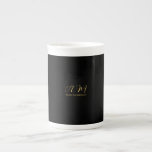 Black Gold Colours Monogram Initial Letter Name Bone China Mug<br><div class="desc">Represent yourself with this modern,  elegant design. This template can be customised to meet all professional occupations.</div>