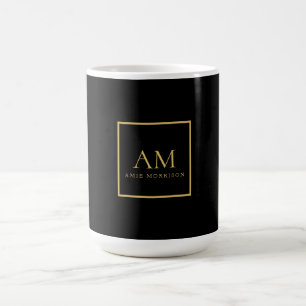 Black Gold Colours Monogram Initial Letter Name Coffee Mug