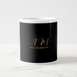 Black Gold Colours Monogram Initial Letter Name Large Coffee Mug<br><div class="desc">Represent yourself with this modern,  elegant design. This template can be customised to meet all professional occupations.</div>