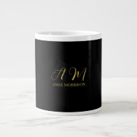 Black Gold Colours Monogram Initial Letter Name