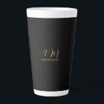 Black Gold Colours Monogram Initial Letter Name Latte Mug<br><div class="desc">Represent yourself with this modern,  elegant design. This template can be customised to meet all professional occupations.</div>