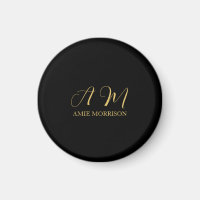 Black Gold Colours Monogram Initial Letter Name
