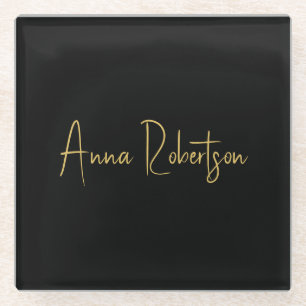Black Gold Colours Professional Trendy Calligraphy Glass Coaster