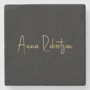 Black Gold Colours Professional Trendy Calligraphy Stone Coaster
