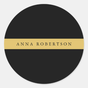 Black Gold Colours Professional Trendy Minimalist Classic Round Sticker