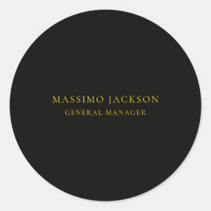 Black Gold Colours Professional Trendy Minimalist Classic Round Sticker