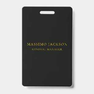Black Gold Colours Professional Trendy Minimalist ID Badge